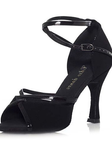 Women's Latin Shoes Ballroom Shoes Basic Sandal Solid Color Customized Heel Buckle Black / Leather / Leather