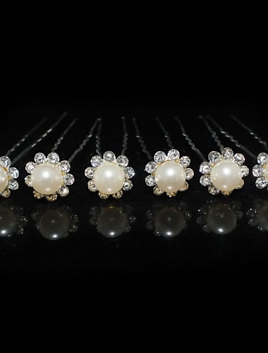  Beautiful Six Pieces Alloy Wedding Bridal Hairpins With Rhinestones And Imitation Pearls