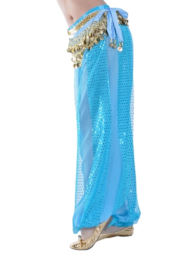  Belly Dance Pants Paillette Women\'s Training Natural Chiffon