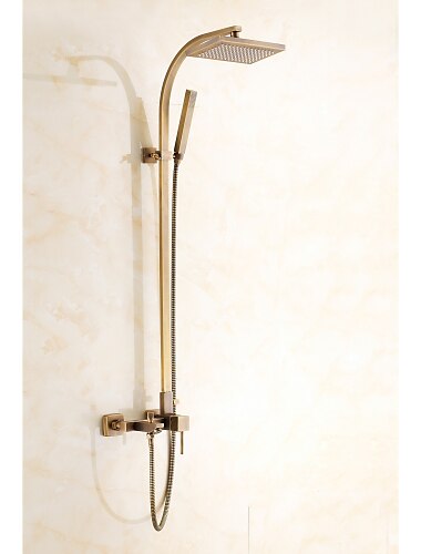 Grifo de ducha Conjunto - Alcachofa incluida Ducha lluvia Clásico Latón Envejecido Sistema ducha Válvula Cerámica Bath Shower Mixer Taps