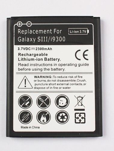 New Replacement Lithium-ion Battery for Samsung Galaxy S3 i9300 (3.7v, 2300mAh) 