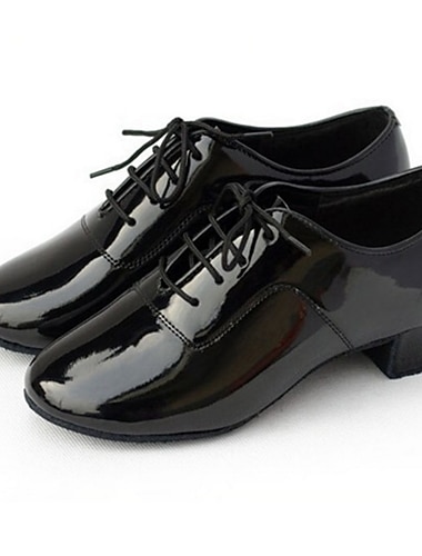 Men's Latin Shoes Ballroom Shoes Oxford Lace-up Low Heel Black Lace-up / Leather / EU43