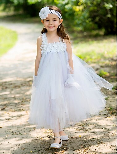 Ball Gown Ankle Length Flower Girl Dress First Communion Cute Prom Dress Rayon with Flower Fit 3-16 Years