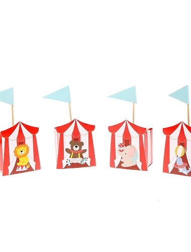 animali da circo rosso progettazione di nozze favore box-set di 12