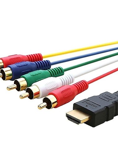 1.5m 5ft HDMI Male naar 5RCA 5-rca audio video av component kabel vergulde