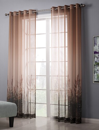dos paneles país floral del dormitorio sala de estar botánico cortinas transparentes cortinas