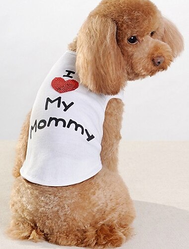 Perro Camiseta Letra y Número Ropa para Perro Ropa para cachorros Trajes De Perro Blanco Disfraz para perro niña y niño Algodón XXS XS S M L