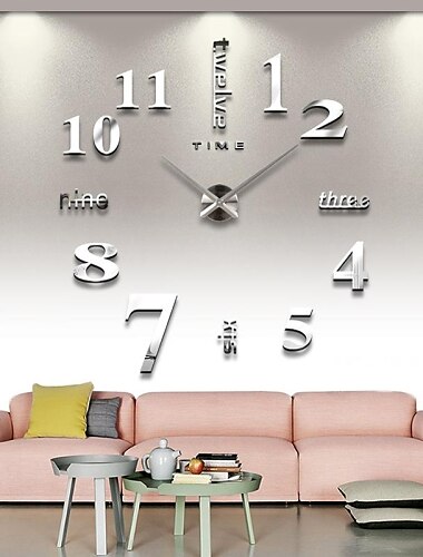 Frameless Large DIY Wall Clock, Modern 3D Wall Clock with Mirror Numbers Stickers for Home Office Decorations Gift 120X120cm