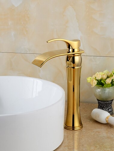 handfat i mässing, vattenfall ti-pvd utbredd enkelhandtag ett håls badkranar med varm- och kallbrytare och keramisk ventil handfat i mässing, vattenfall ti-pvd utbredd enkelhandtag ett håls badkranar med varm- och kallbrytare och keramisk ventil