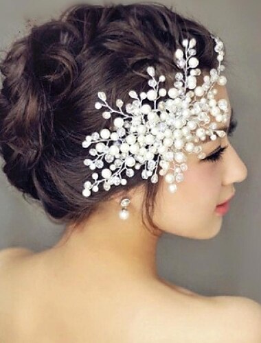  Pearl Hair Combs Headpiece Wedding Party Elegant Feminine Style