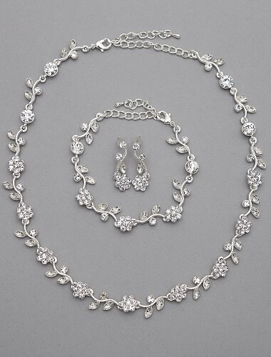 Beautiful Czech Rhinestones Alloy Plated Wedding Necklace And Earrings Jewelry Set