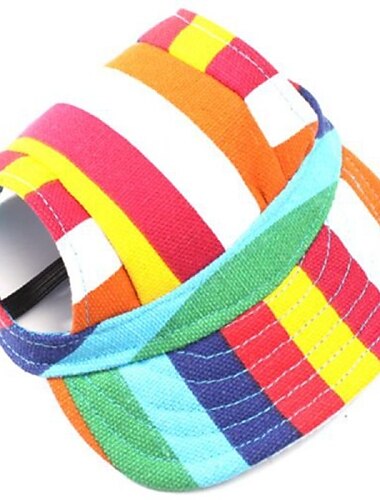 Chien Pulls à capuche Bandanas & Chapeaux Chapeau de sport Rayure Mode Vacances Vêtements pour Chien Vêtements pour chiots Tenues De Chien Couleur camouflage Rayure Rouge / Blanc Costume pour fille