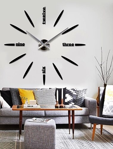 moderne metalen familie aa decoratie 3d diy wandklok decor sticker grote diy wandklok voor thuis woonkamer slaapkamer kantoor decoratie