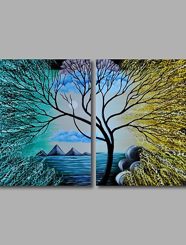 Hand-Painted Abstract Two Panels Canvas Oil Painting For Home Decoration
