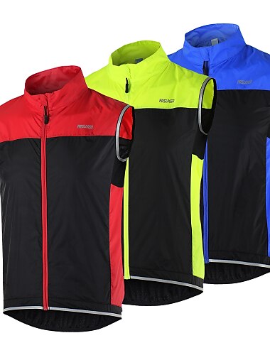  Arsuxeo Men\'s Cycling Vest High Visibility Windproof Breathable Quick Dry Bike Vest / Gilet Jacket Mountain Bike MTB Road Bike Cycling Black Red Black Blue Bike Wear