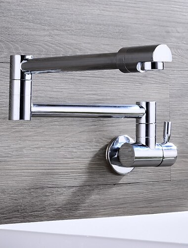 壁に取り付けられたキッチンの蛇口、ポットフィラータイプの銀色のシングルハンドル1つの穴の現代的なキッチンタップ、冷水のみ 壁に取り付けられたキッチンの蛇口、ポットフィラータイプの銀色のシングルハンドル1つの穴の現代的なキッチンタップ、冷水のみ