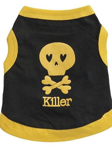Gato Perro Camiseta Ropa para cachorros Corazón Cráneos Ropa para Perro Ropa para cachorros Trajes De Perro Azul / Amarillo Vino Negro / Amarillo Disfraz para perro niña y niño Algodón XS S M L