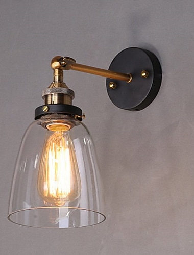  مصباح جداري LED مقاس 25.5 سم تصميم فردي ريفي / مصابيح جدارية للحائط معدنية ريترو النمط الصناعي شمعدانات جدارية دخول وضوء زجاجي عتيق صناعي 110-120 فولت 220-240 فولت 60 واط