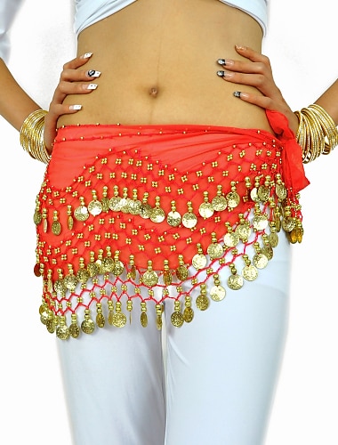  Belly Dance Hip Scarf Coin Beading Women\'s Training Chiffon / Performance