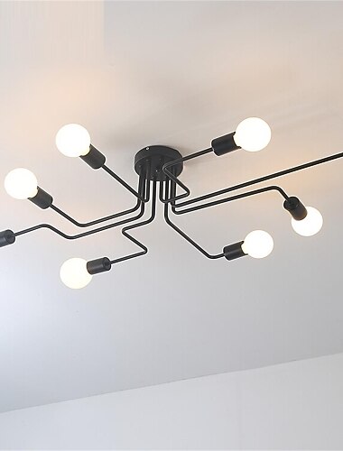  8-Light 38 سم طراز مصغر أضواء معلقة أضواء السقف LED الثريا طلاء معدني التشطيبات الرجعية 110-120V / 220-240V / E26 / E27