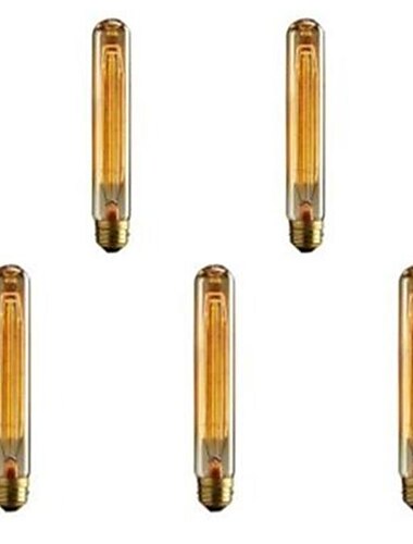 5 uds t9/t185 40w bombillas edison vintage bombilla incandescente antigua e26 e27 bombilla tubular filamento de tungsteno nostalgico vidrio tenido dorado para apliques de pared industriales