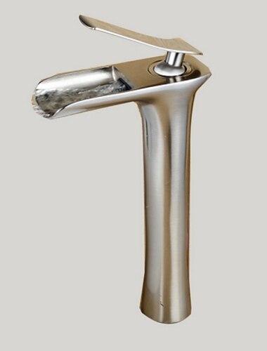 håndvask vandhane - vandfald nikkel børstet fartøj enkelt håndtag en holebath vandhaner håndvask vandhane - vandfald nikkel børstet fartøj enkelt håndtag en holebath vandhaner