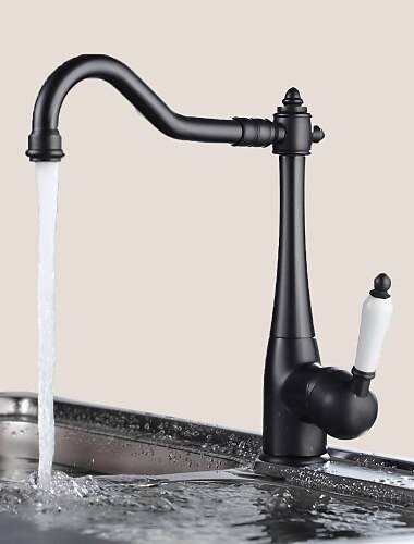 baterie de bucătărie, bronz frecat cu ulei, un singur mâner, set de robinet standard cu o gaură cu apă caldă și rece baterie de bucătărie, bronz frecat cu ulei, un singur mâner, set de robinet standard cu o gaură cu apă caldă și rece