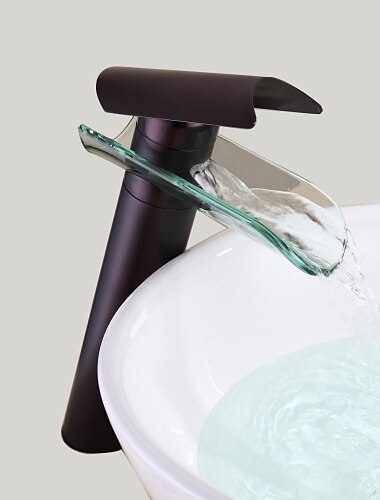 Bathroom Sink Faucet - Waterfall Oil-rubbed Bronze Vessel One Hole / Single Handle One HoleBath Taps / Brass