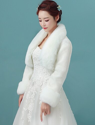  Shrugs Faux Fur White Coat Fall Wedding / Party Evening Women‘s Wrap With dress to impress 2025