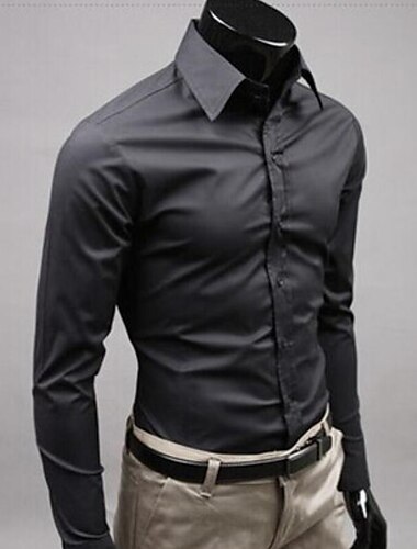  Per uomo Camicie Camicia con bottoni Camicia con colletto Colletto Manica lunga Nero Bianco Giallo Liscio Formale Matrimonio Abbigliamento