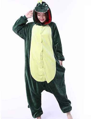  Adults\' Solid Colored Onesie Costume Dragon Dinosaur Onesie Pajamas Kigurumi Pajamas For Men and Women Christmas Carnival New Year Cartoon