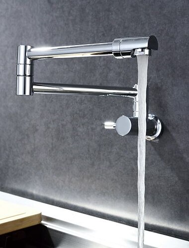  キッチン蛇口 - シングル ハンドル 1 穴 クロム ポット フィラー 壁掛け コンテンポラリー キッチン タップ