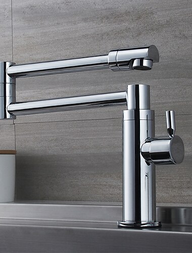  opvouwbare keukenkraan alleen koud water, draaibare keuken messing kranen chrome enkele handgreep eengats aanrecht kraan