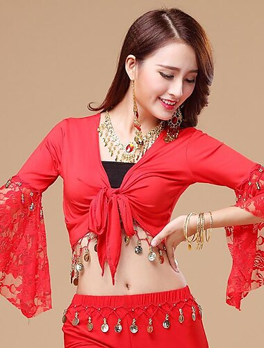  Belly Dance Top Women\'s Performance Long Sleeve Cotton