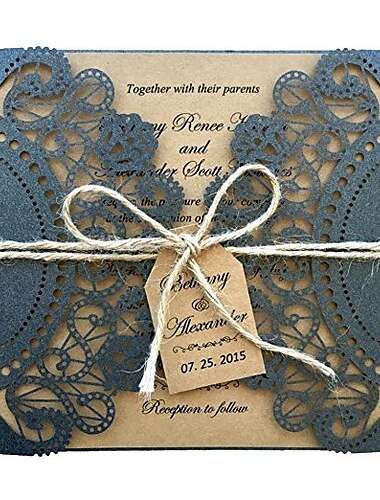 Gate-Fold Wedding Invitations 50 - Invitation Cards / Invitation Sample / Mother's Day Cards Vintage Style Embossed Paper