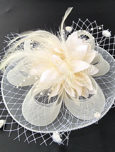  Feather / Net Fascinators Kentucky Derby Hat / Flowers / Hats with Feathers / Fur / Floral 1PC Wedding / Special Occasion / Ladies Day Headpiece