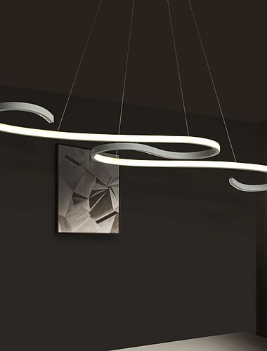 110cm ledet pendellampe loftlampe bølgeform hængende lys lineær ø dæmpbar til stue spisestue køkken minimalistisk moderne 46w
