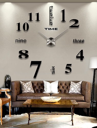  3D Wall Decal Decorative Clock,DIY Wall Clock Modern Frameless Large Arabic Numerals Clock Mirror Surface Wall Sticker Home Decor for Living Room Bedroom (19-27 Inch)