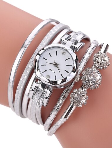  Wrist Watch Quartz Watch for Women Analog Quartz Fashion Silver Crystal Clock Quartz Watch Luxury Casual Bling Rhinestone Ladies Bracelet Alloy