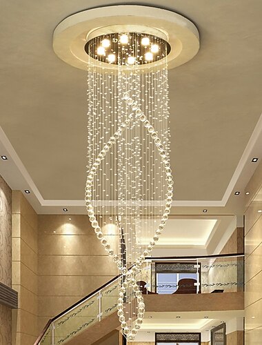  8-flammig 60 cm Liniendesign moderne Pendelleuchte Kristall Leuchtmittel inklusive Designer Kronleuchter Metall galvanisiert schick modern Wohnzimmer (Leuchtmittel nicht enthalten)