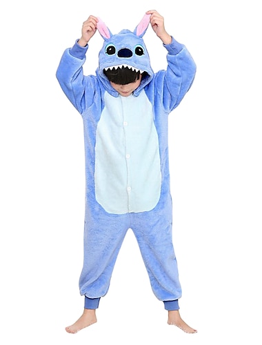  Kid\'s Patchwork Onesie Costume Monster Blue Monster Onesie Pajamas Kigurumi Pajamas Pajamas Funny Costume For Boys and Girls Christmas Carnival Children\'s Day Cartoon