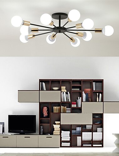 Plafoniera cu 10 lumini, 10 capete, metal vintage, cu montare semi-încastrată, cu LED, personalitate nordică și stil creativ, iluminat pentru sufragerie, finisaj vopsit 60w Plafoniera cu 10 lumini, 10 capete, metal vintage, cu montare semi-încastrată, cu LED, personalitate nordică și stil creativ, iluminat pentru sufragerie, finisaj vopsit 60w