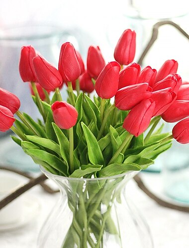 kunstmatige bloemen 10 tak rustieke partij tulpen eeuwige bloem tafelblad bloem 32cm,nep bloemen voor bruiloft boog tuinmuur home party hotel kantoor arrangement decoratie