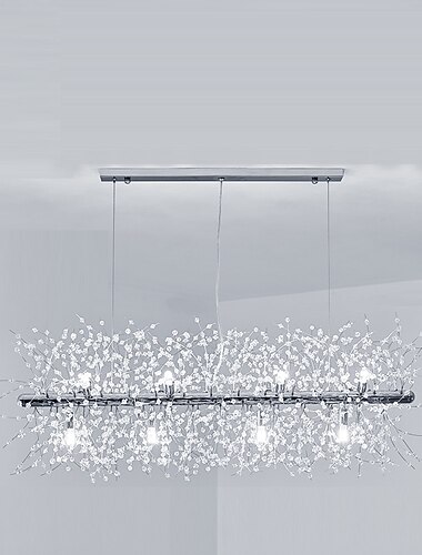  12-lichts eiland kroonluchter gouden hanglamp vuurwerk led-licht roestvrij staal kristal met G9 lampvoet