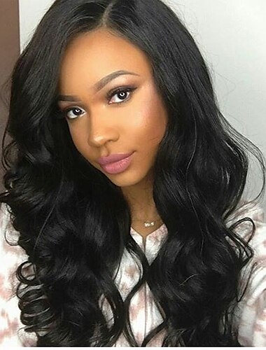  Virgin Human Hair  Lace Front Wig Free Part Kardashian Brazilian Hair Natural Wave Black Brown Wig 130% 150% 180% Density with Baby Hair Natural Hairline Pre-Plucked Bleached Knots For Women\'s