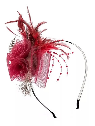  fascinators kentucky derby hat fjer / net pandebånd / blomster med fjer / blonde side 1 stk efterårs bryllup / hestevæddeløb hovedbeklædning
