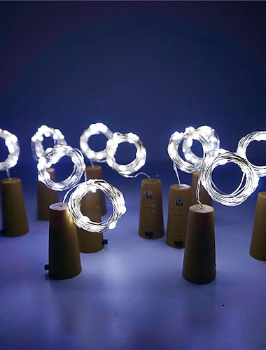  Luz de Corda Solar Externa 3pcs LED Luzes de Parada de Garrafa de Vinho 1M 10Leds para Decoracao de Festa  Lampadas Noturnas DIY