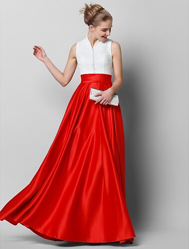  A-Line Elegant & Luxurious Dress Formal Evening Black Tie Gala Floor Length Sleeveless High Neck Satin with Pleats 2024