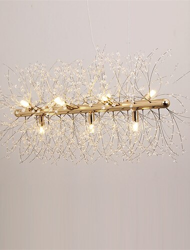 9-light galwaniczne żyrandole do jadalni fajerwerki led light kryształowy żyrandol wyspowy ze stali nierdzewnej złoty wisiorek oświetlenie z 9 lampkami podstawa żarówki g9