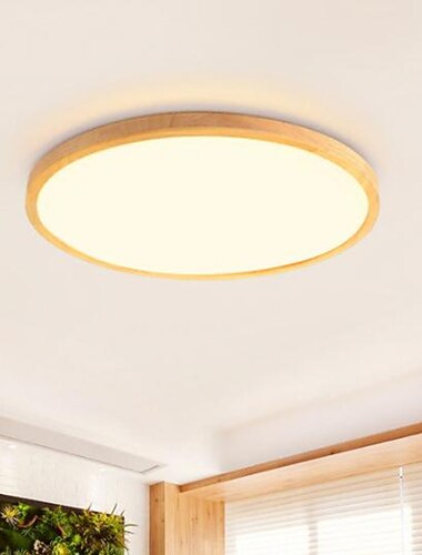  1 lumiere 30 cm encastre lumieres bois bambou bois bambou cercle bois contemporain LED 220-240 V